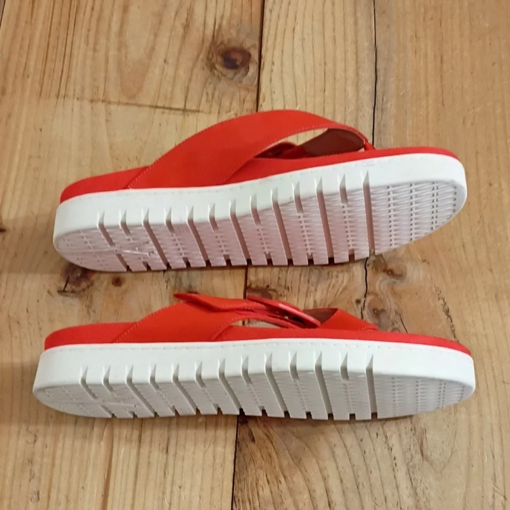Vionic Uptown Marin Toe Post Sandal Cherry Tomato Nubuck Size 12W